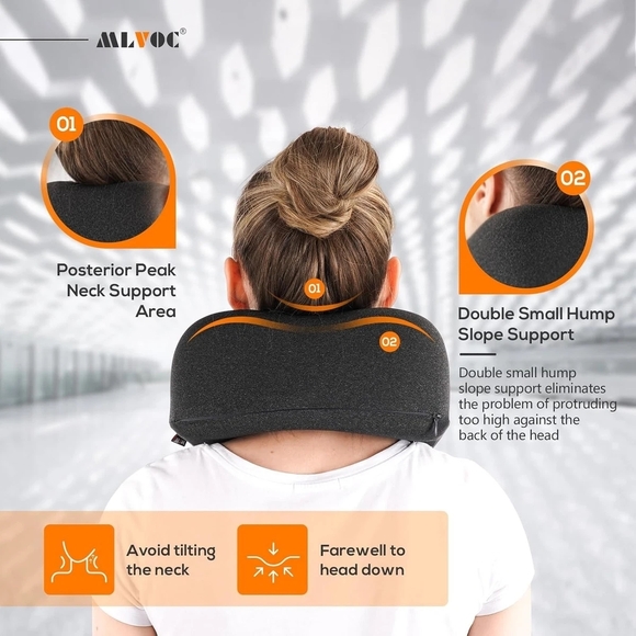 MLV Black Neck Support Travel Pillow - Picture 3 of 16